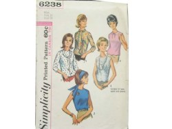 6238 1965 NO COLLAR BLOUSE,SLVS OR NOT,SCARVES PATTERN 12 32